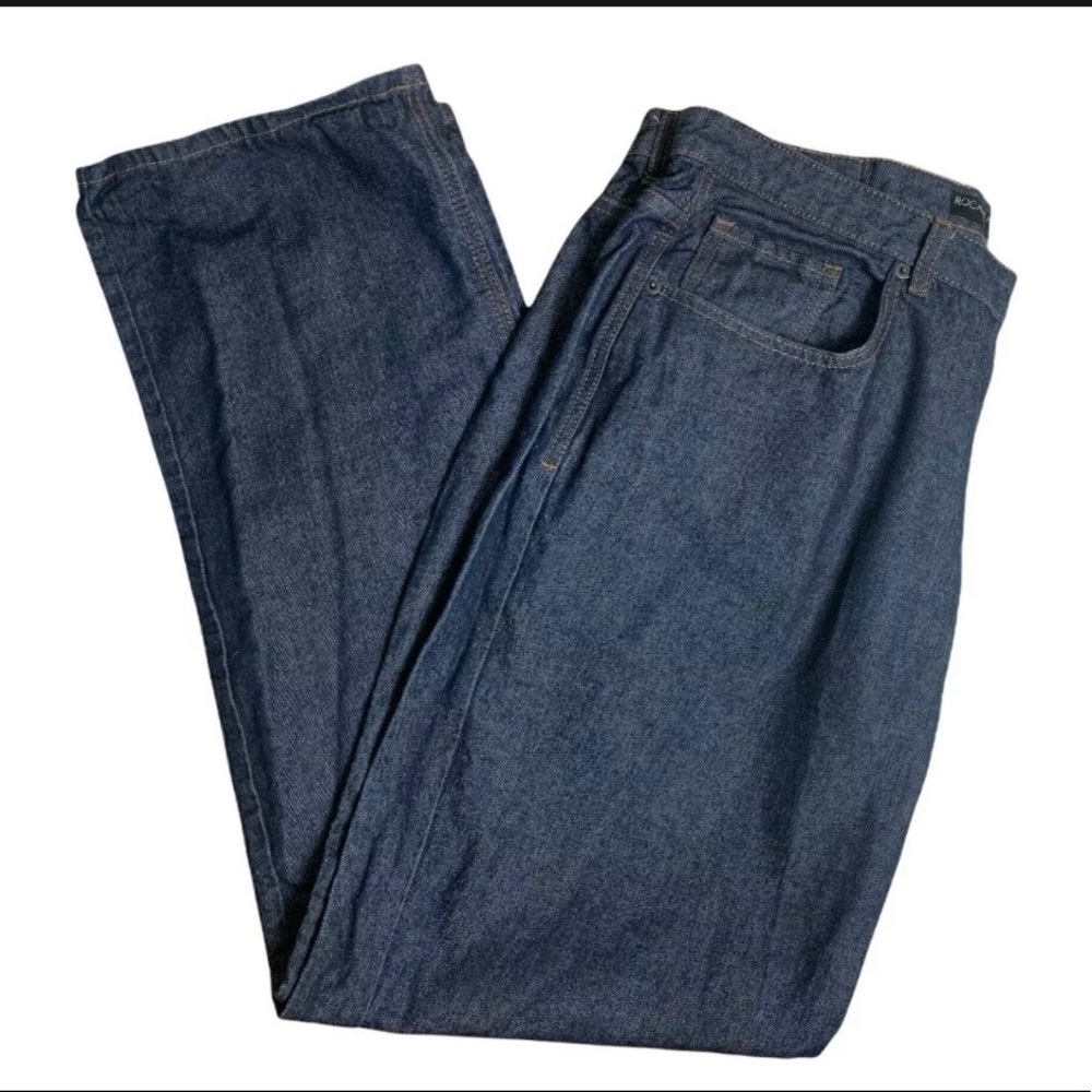 Rocawear Jeans Men’s 42x33 Dark Wash Denim Classic fit Embroidered Logo Pocket